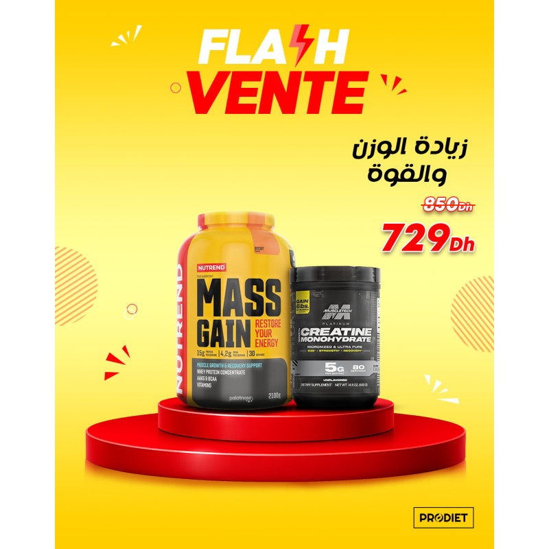 Mass Gain 2,100kg + Platinum 100% creatine 400G
