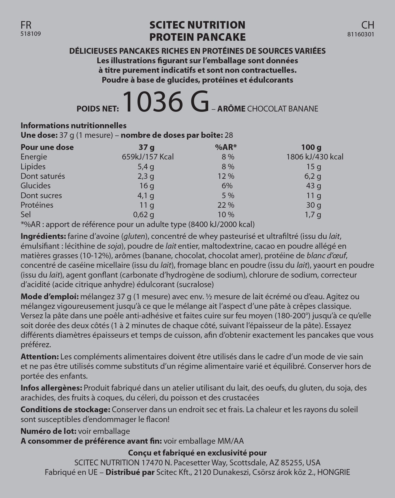 Scitec Nutrition Protein Pancake 1036g Dose Eiweiß MHD 03-2020 